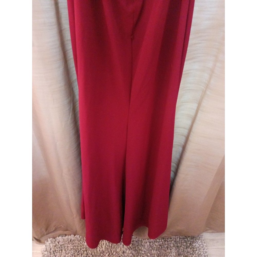 Nwt Women's B. Darlin Mermaid Maxi Formal Elegant Maroon Dress W/Slit Size 7/8 - Picture 10 of 11